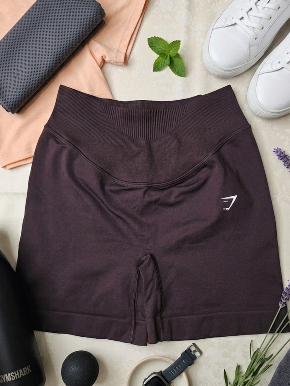 Gymshark Sweat Seamless High Waisted Shorts XS Fossil Brown